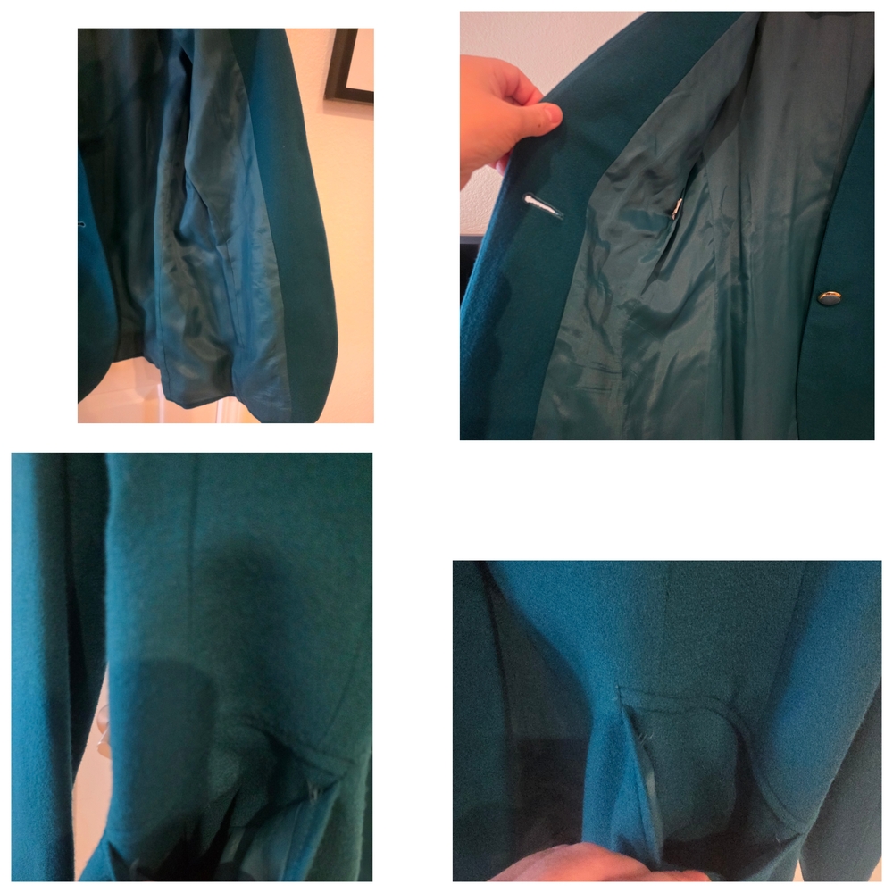 Vintage Teal Christian Dior Skirt Suit Set Size 8. - Picture 6 of 16